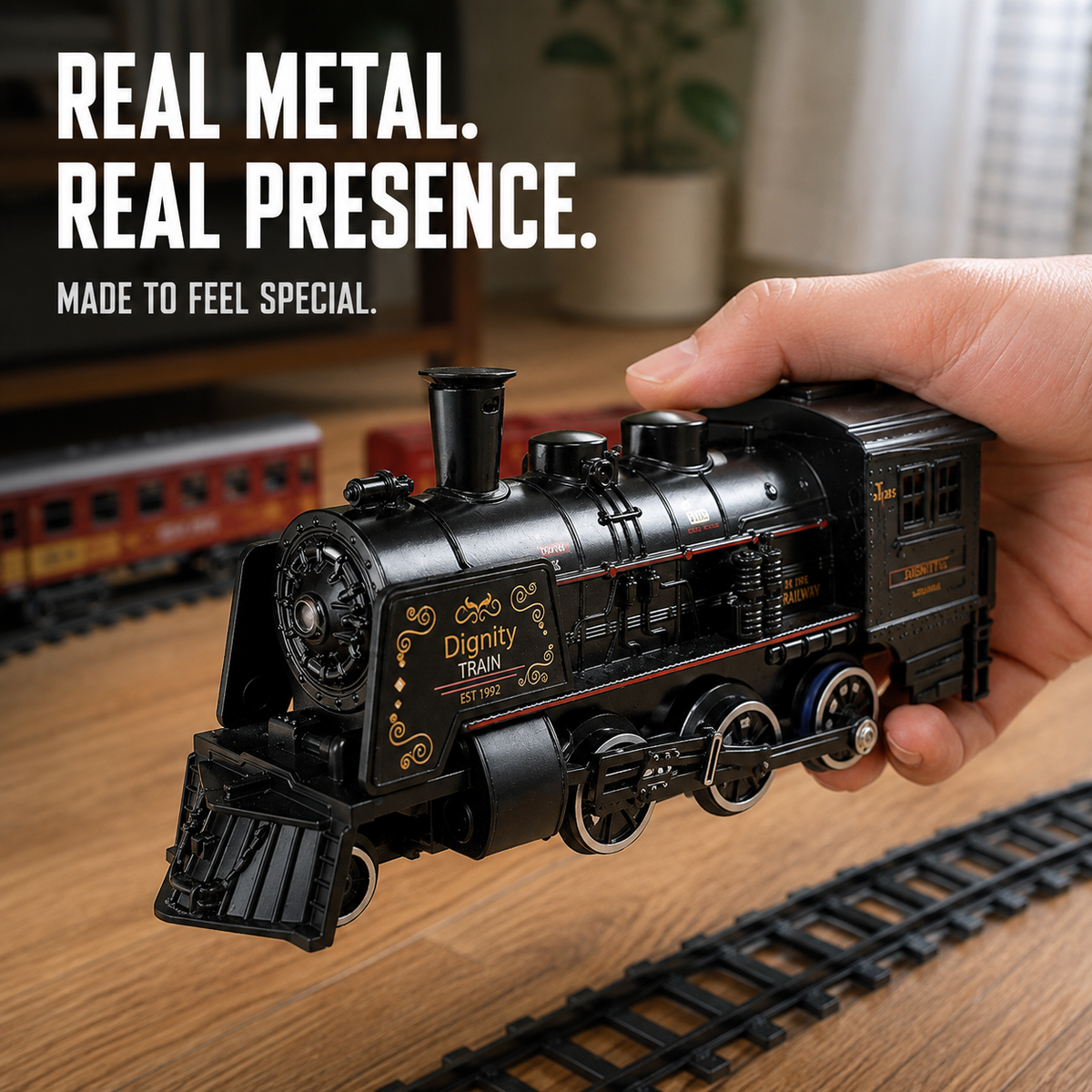 Rechargeable Remote-Control Steam Train Set for Kids
