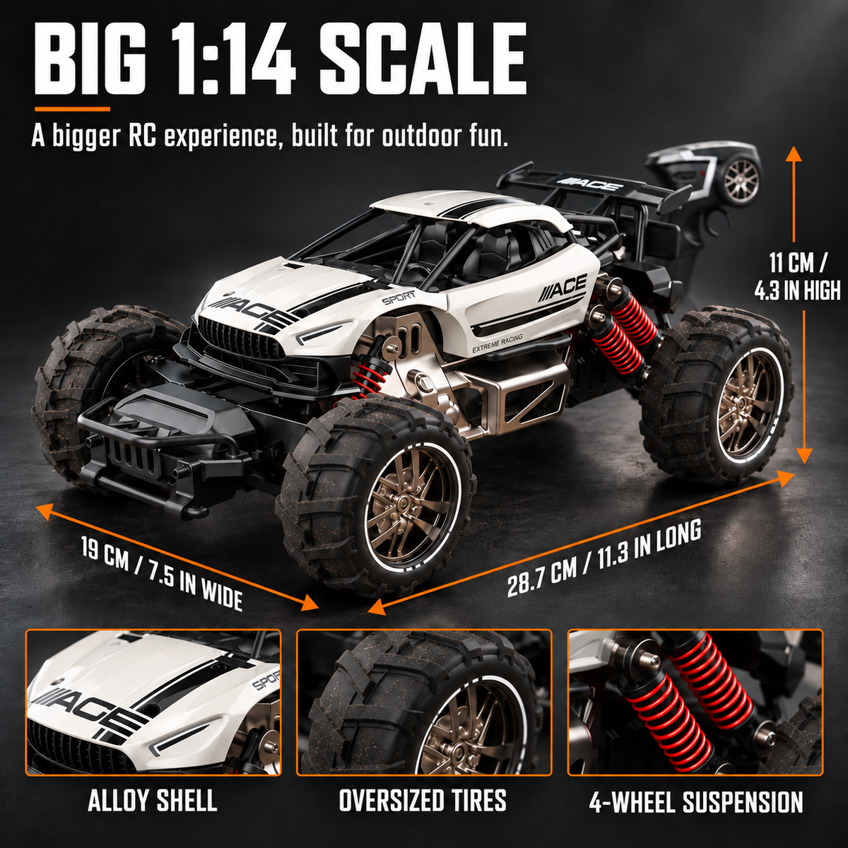1:14 Alloy All-Terrain RC Car for Kids & Parents