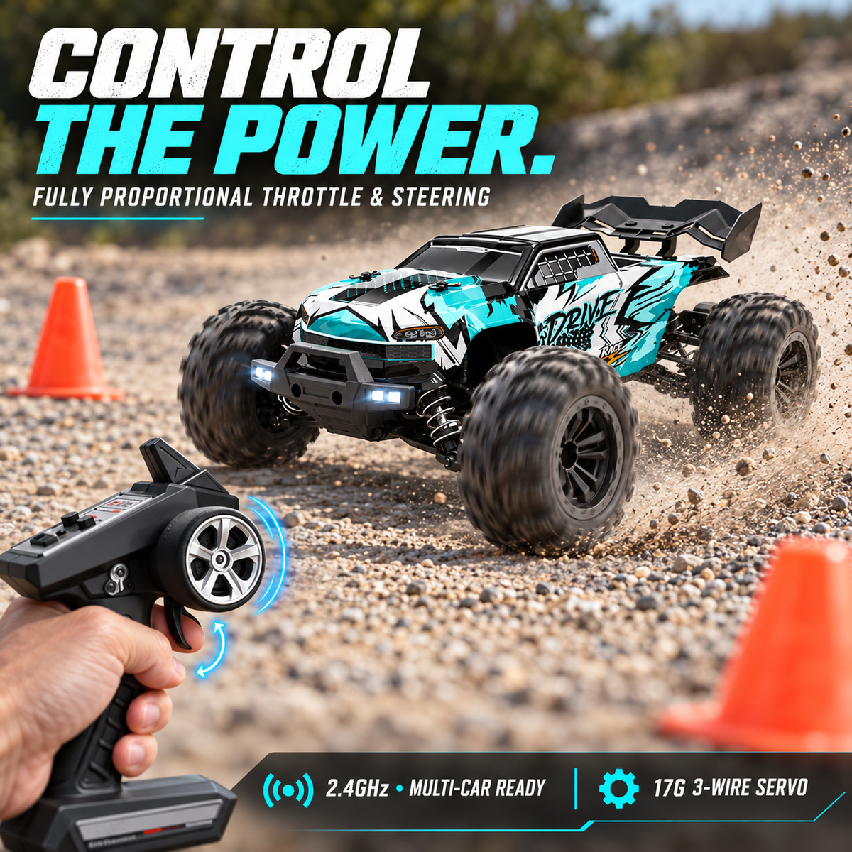 1:16 PRO Brushless 4WD RC Monster Truck – Up to 47 MPH