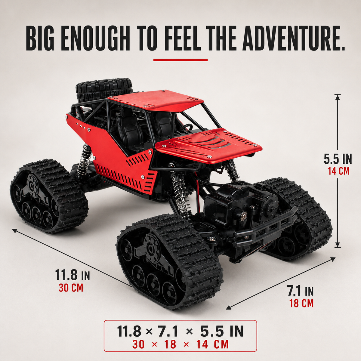 4WD Tracked RC Rock Crawler for Kids – Dual-Mode Tracks & Tires, 40+ Min Runtime