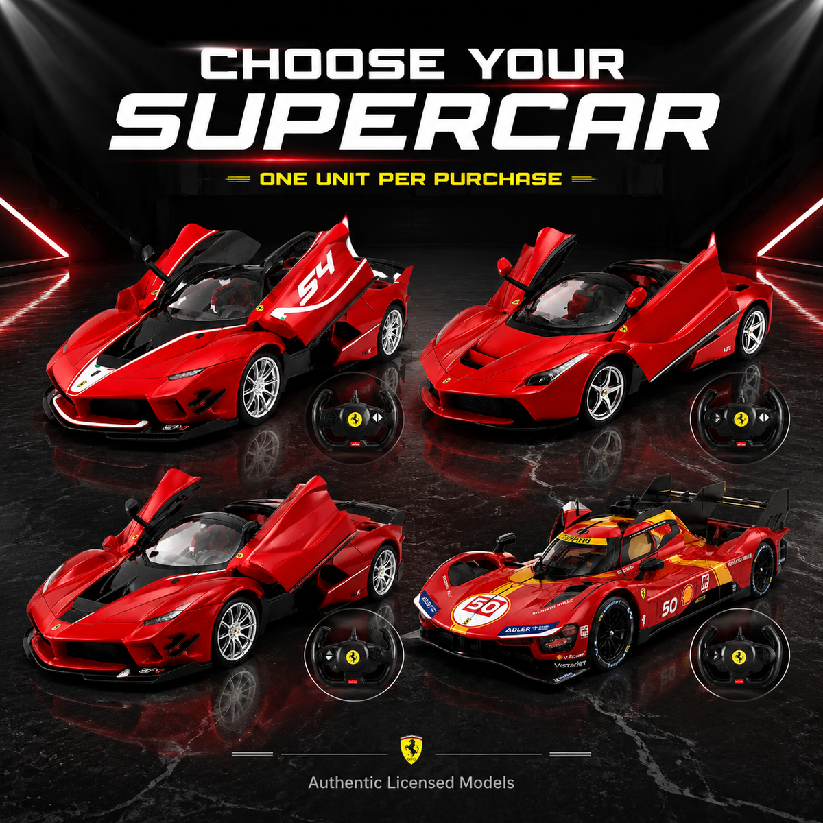 1:14 RC Ferrari Supercar Collection with Lights & Opening Door