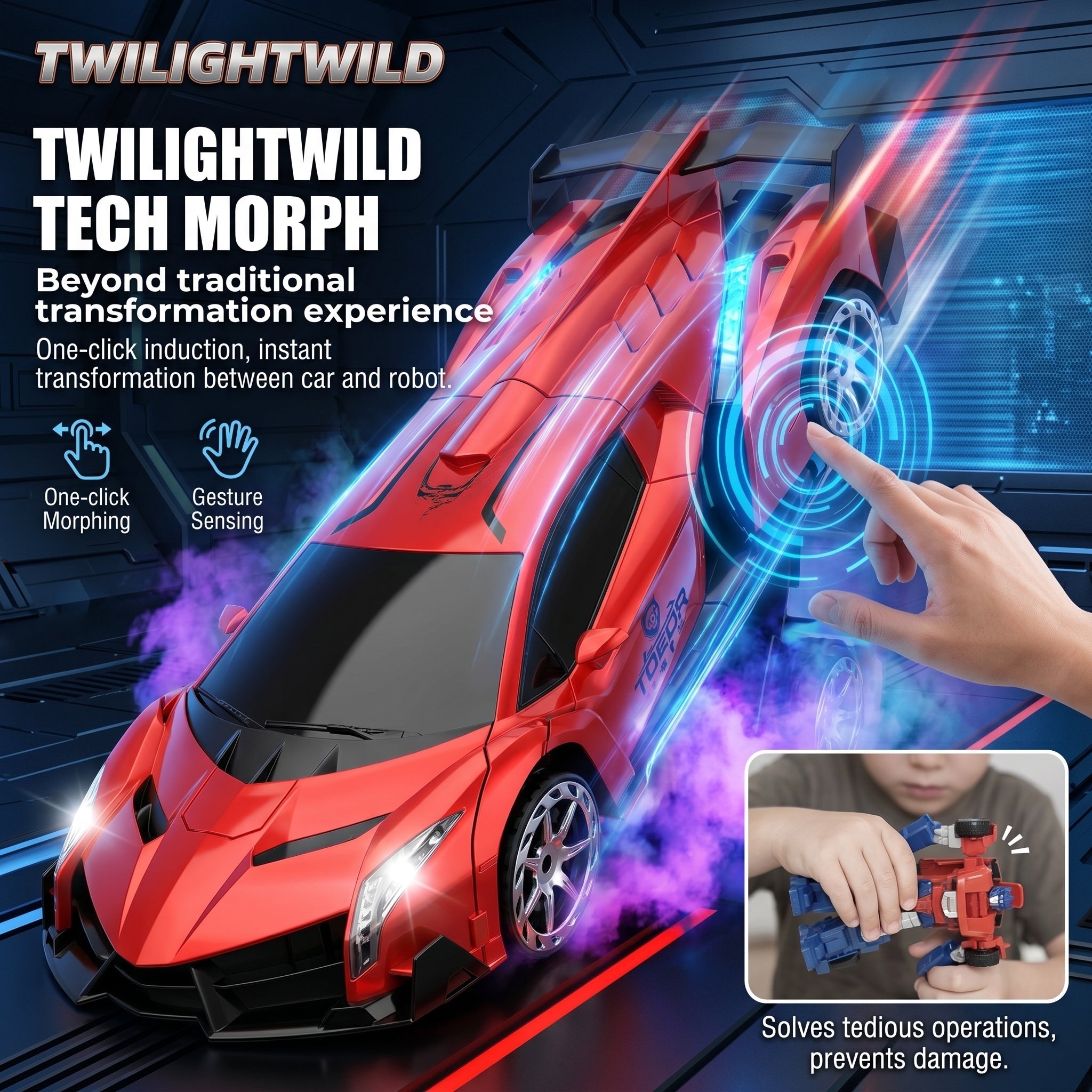 50CM Spray Sensor Remote Control Transforming Car