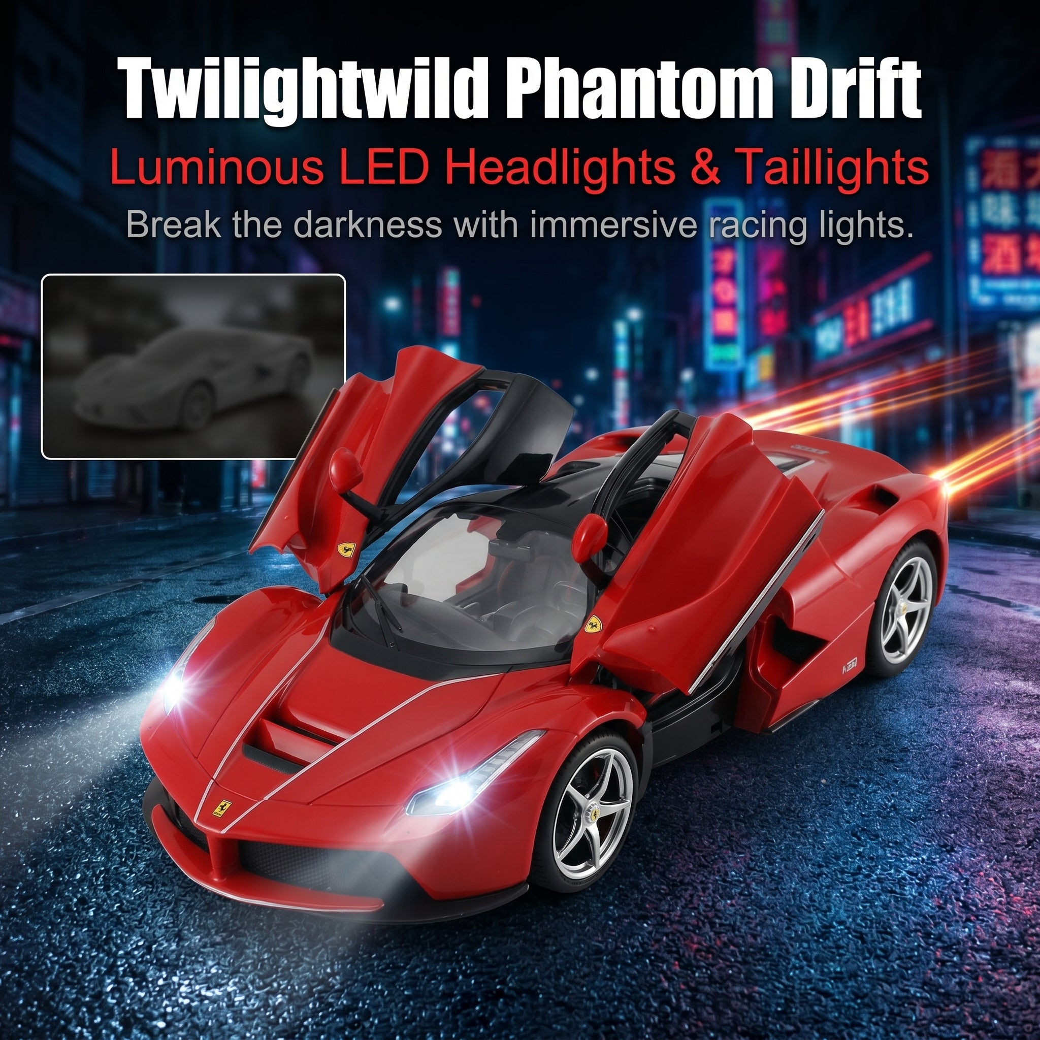 1:14 4WD Remote Control Racing Car with Opening Lights and Doors