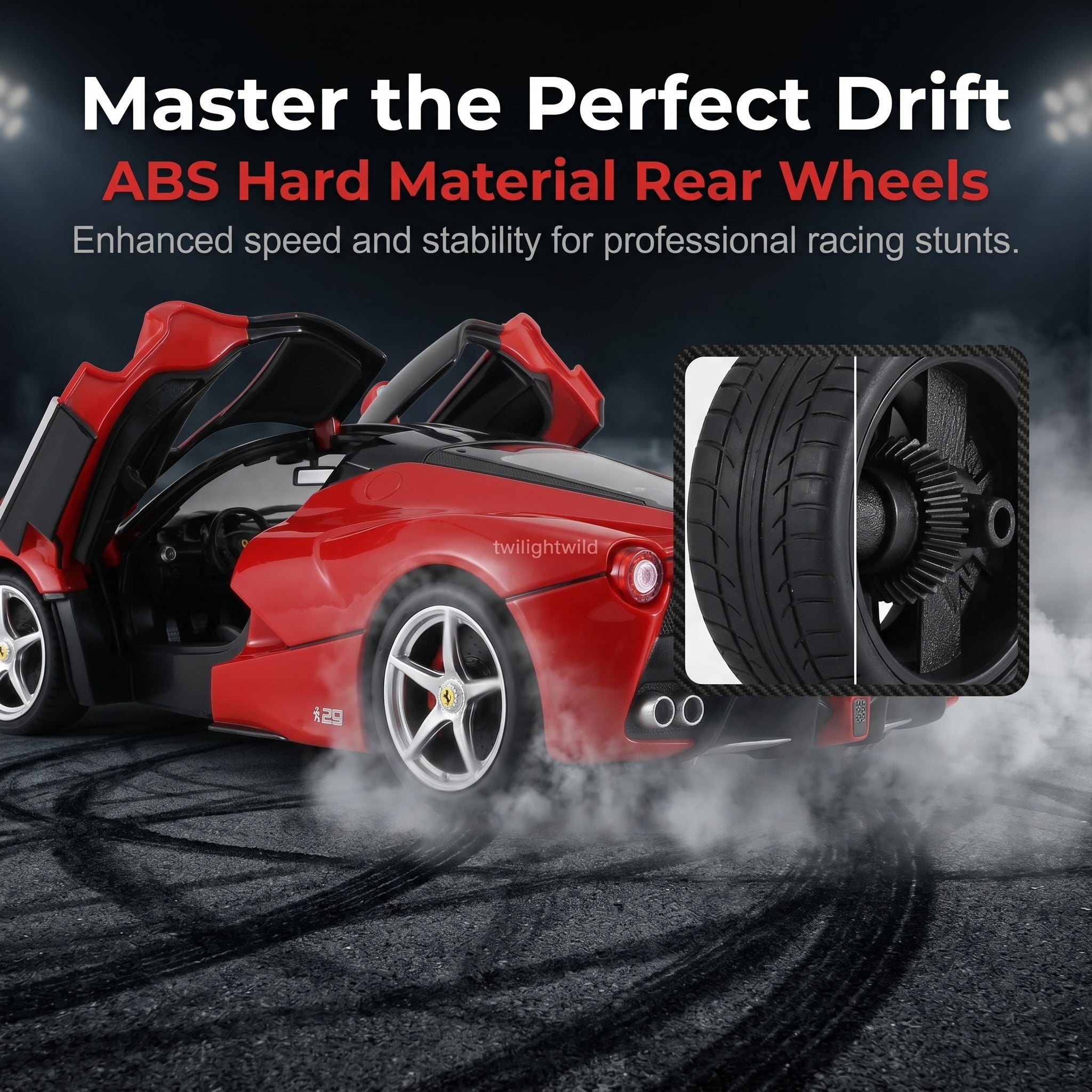 1:14 4WD Remote Control Racing Car with Opening Lights and Doors