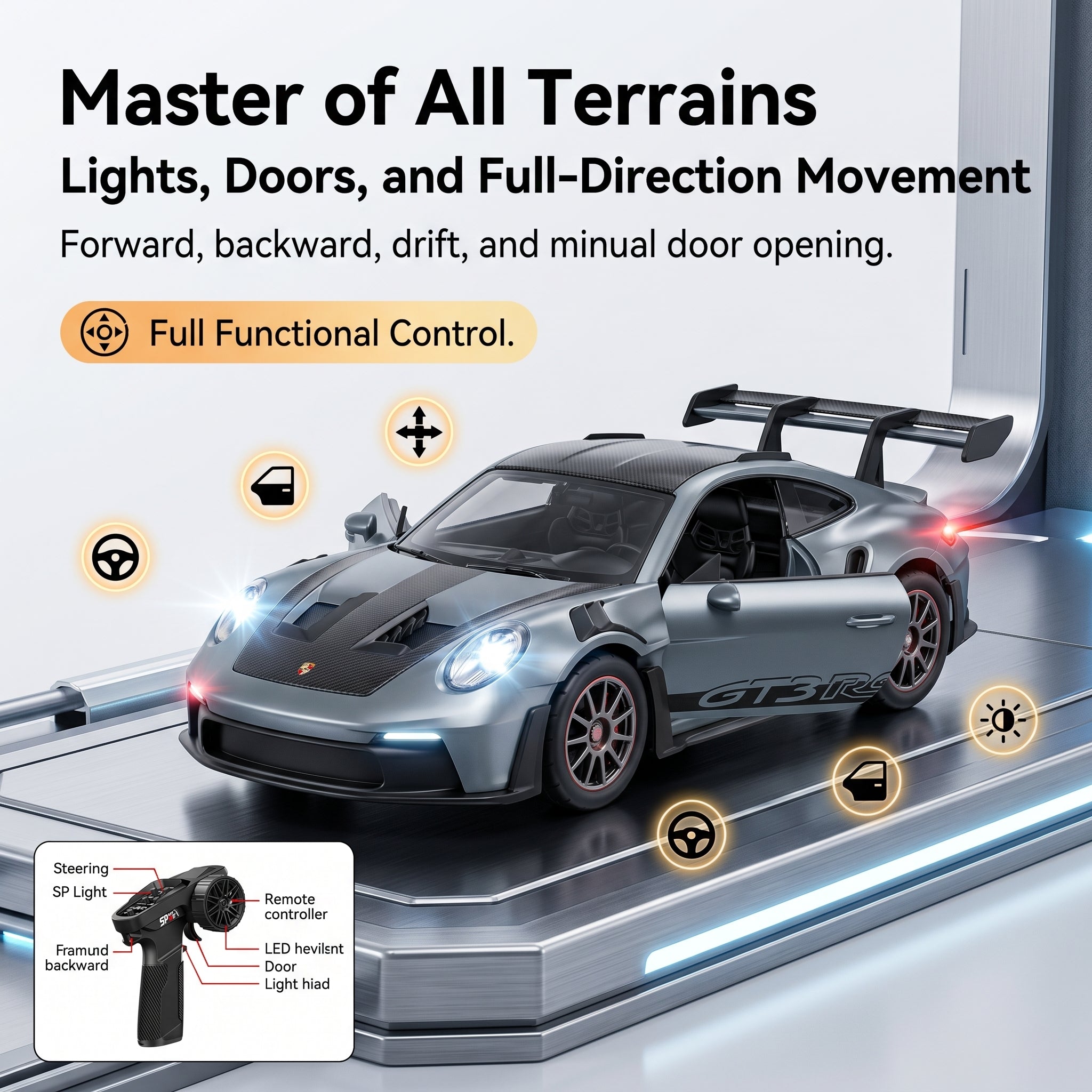 1:43 RC 4WD Drift Alloy Supercar Desktop Remote Control Car