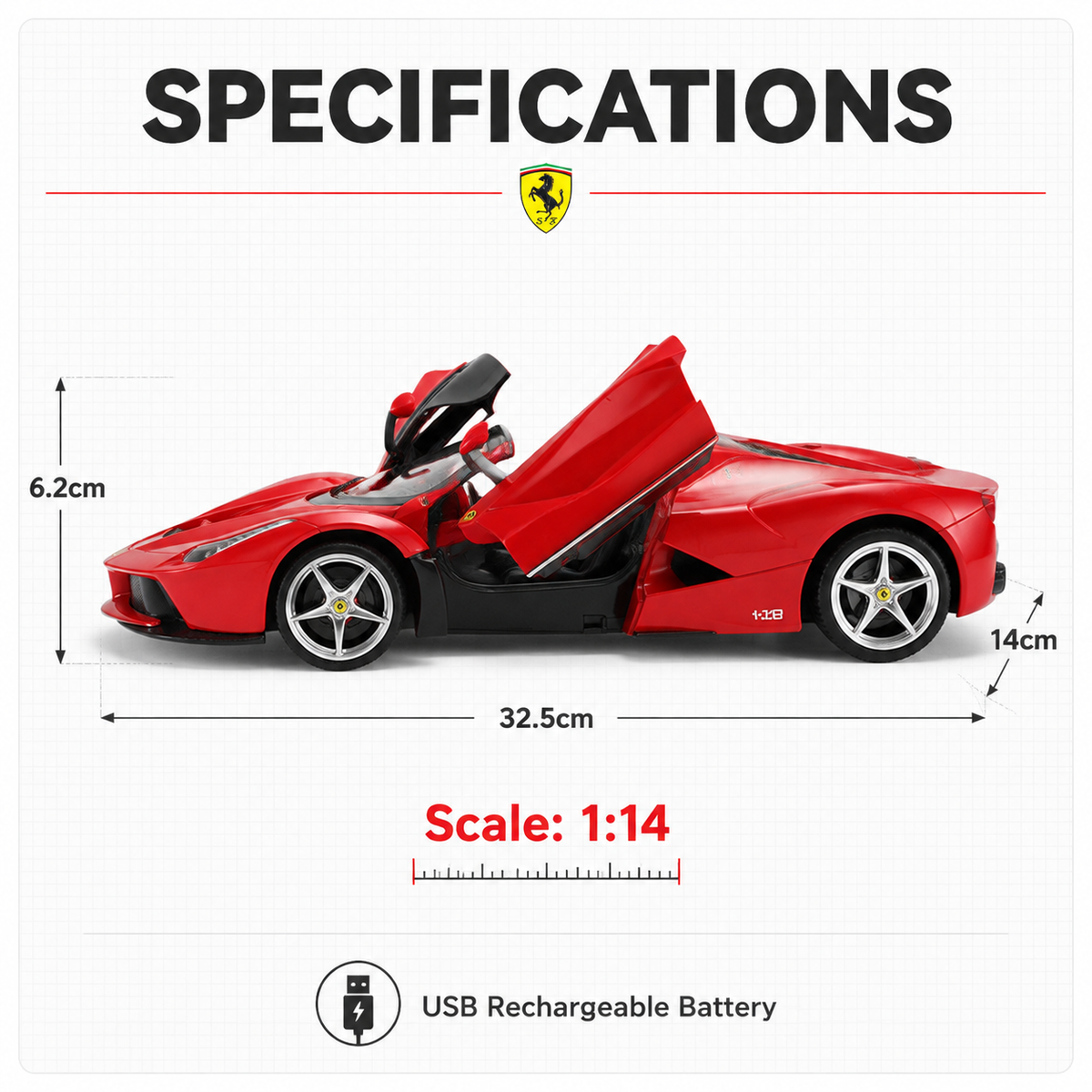 1:14 RC Ferrari Supercar Collection with Lights & Opening Door