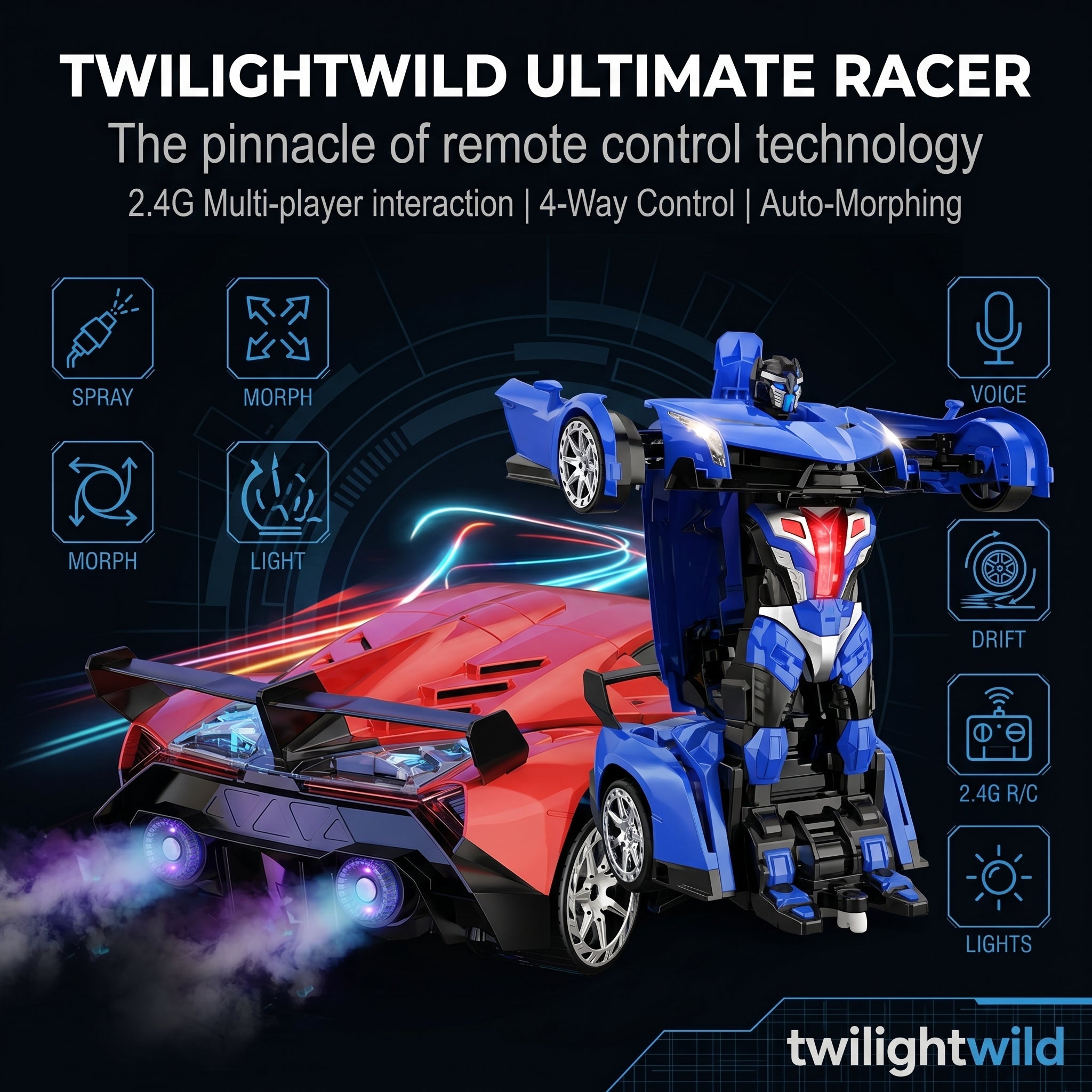 50CM Spray Sensor Remote Control Transforming Car