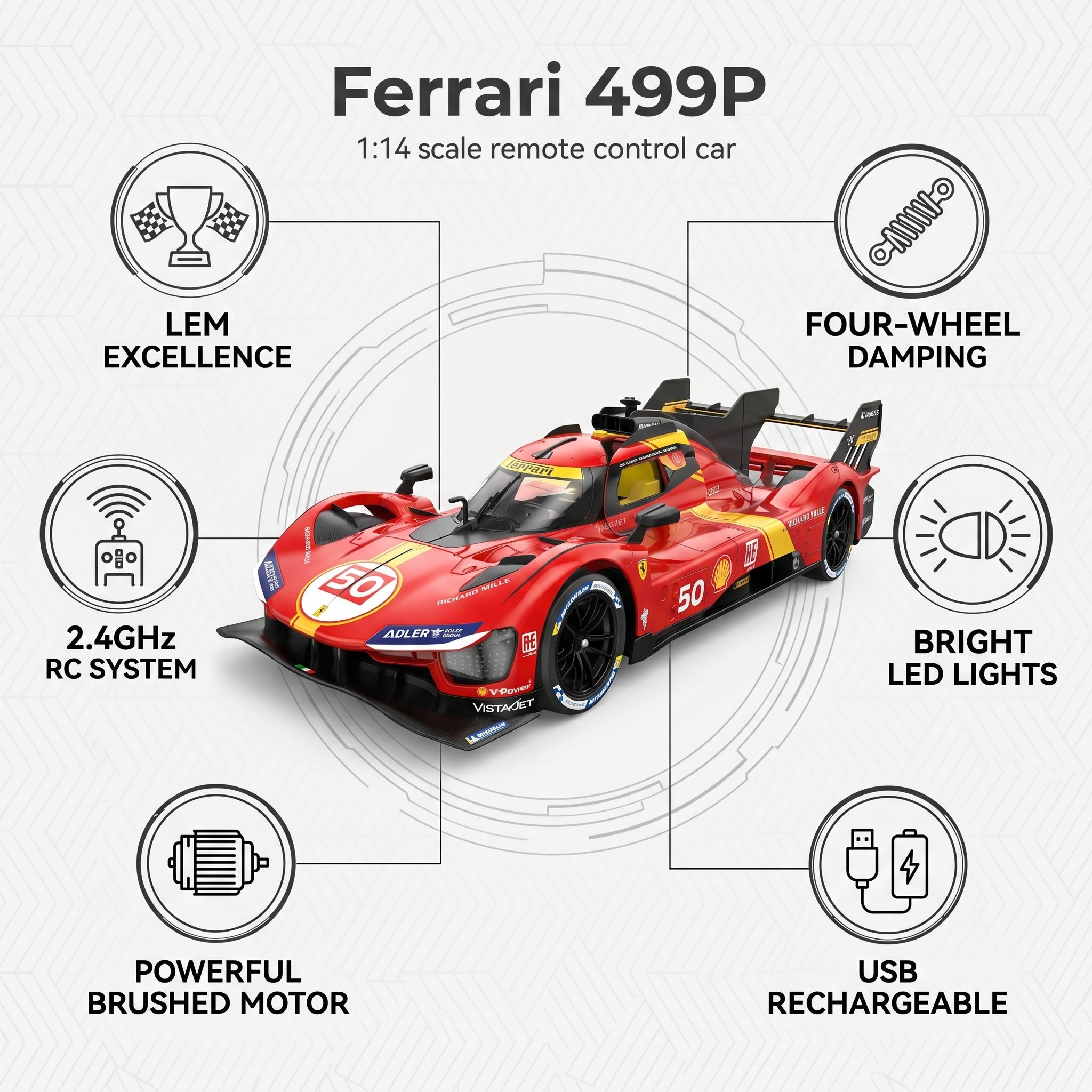 Ferrari 499P High Speed RC Racing Car Toy for Boys & Kids