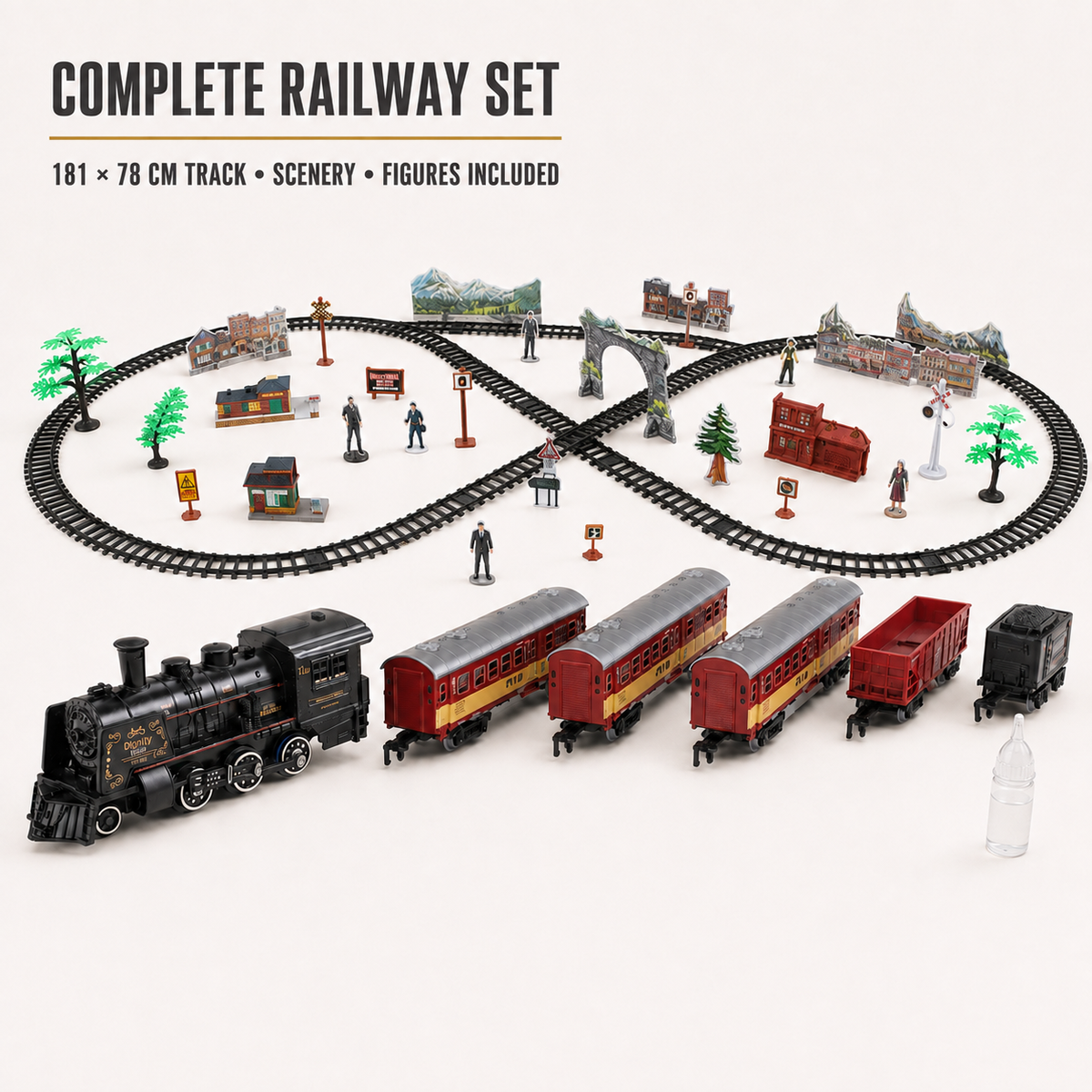 Rechargeable Remote-Control Steam Train Set for Kids