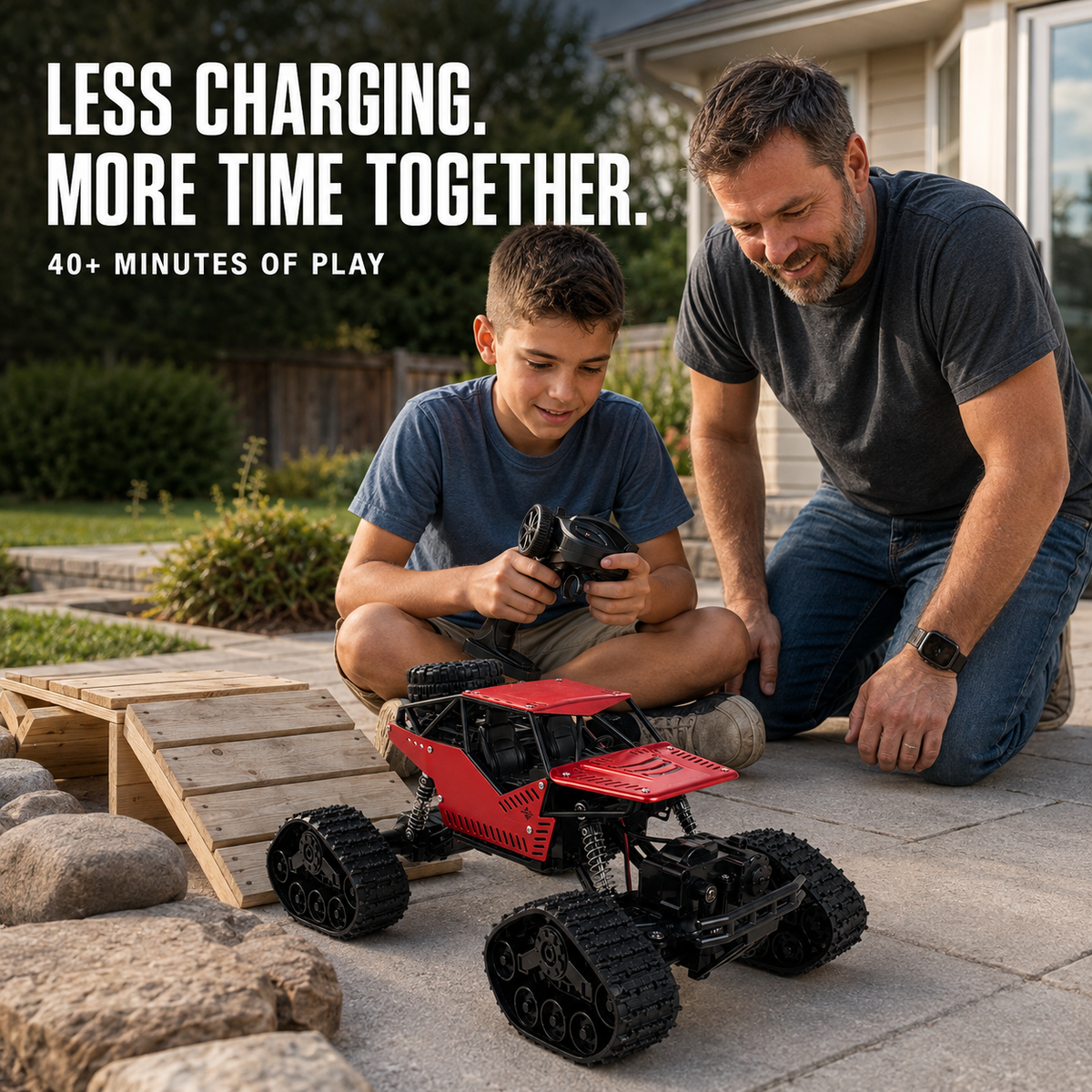 4WD Tracked RC Rock Crawler for Kids – Dual-Mode Tracks & Tires, 40+ Min Runtime
