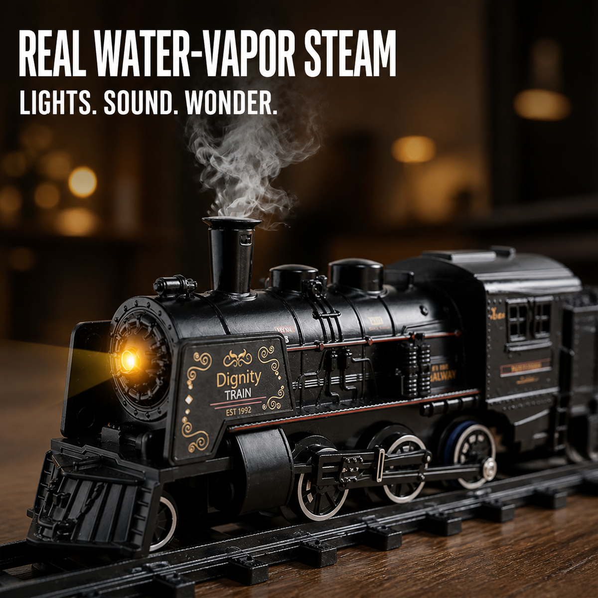 Rechargeable Remote-Control Steam Train Set for Kids