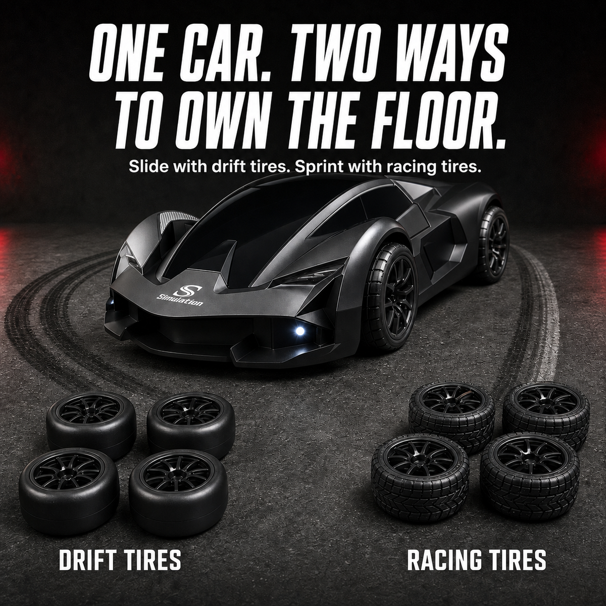 4WD RC Drift Car for Kids – Proportional Control, 3 Speed Modes & Dual Tires