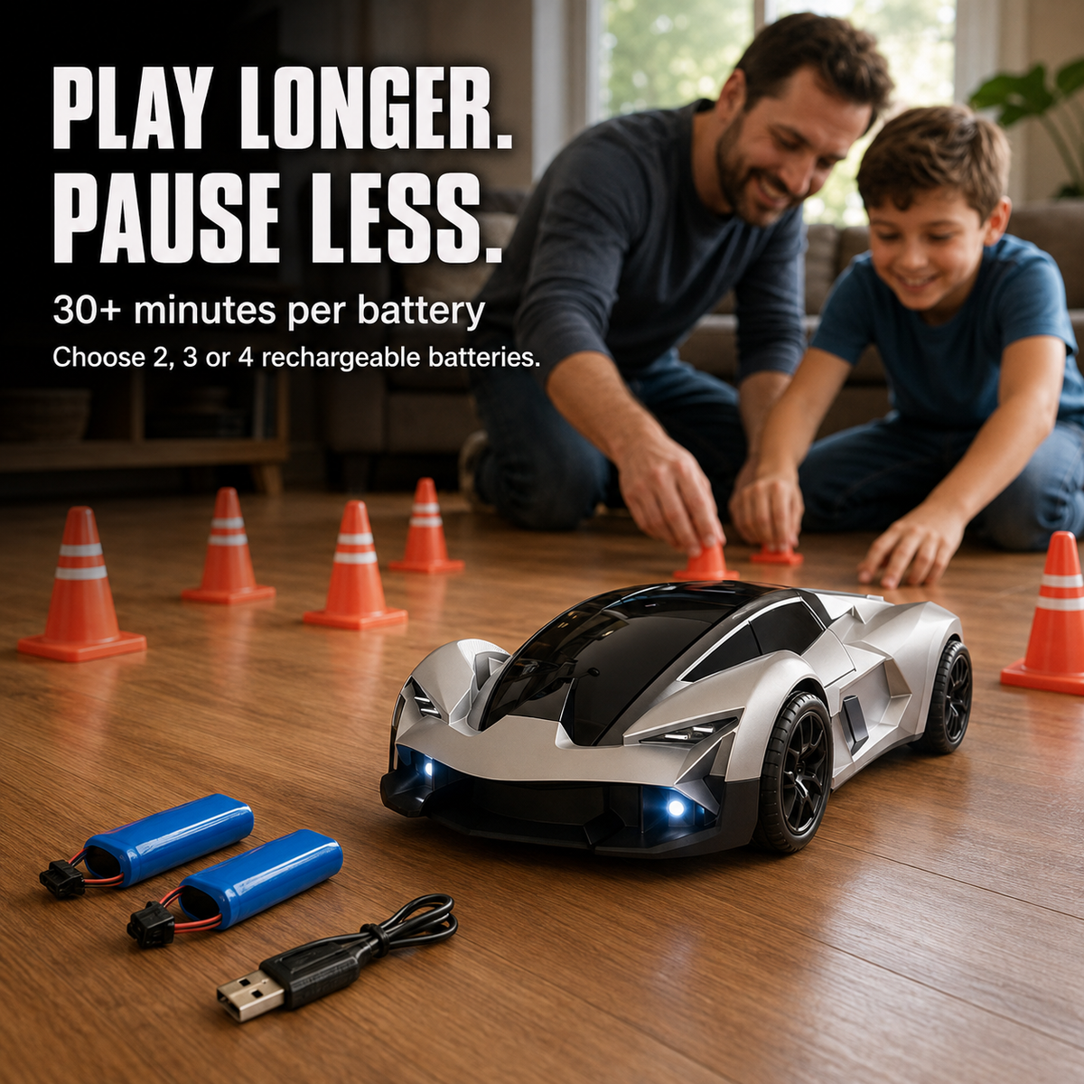 4WD RC Drift Car for Kids – Proportional Control, 3 Speed Modes & Dual Tires