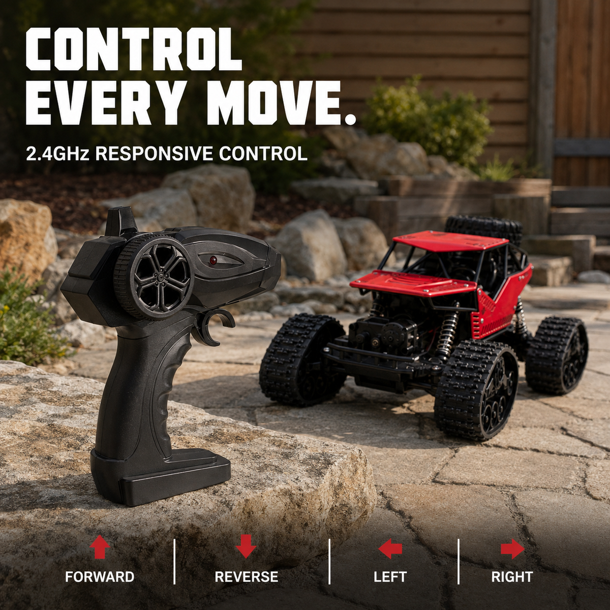 4WD Tracked RC Rock Crawler for Kids – Dual-Mode Tracks & Tires, 40+ Min Runtime