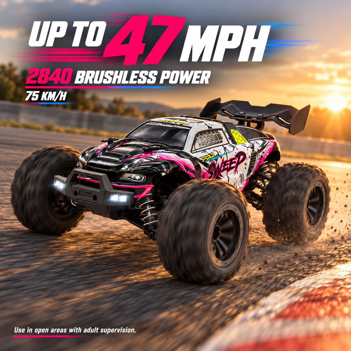 1:16 PRO Brushless 4WD RC Monster Truck – Up to 47 MPH