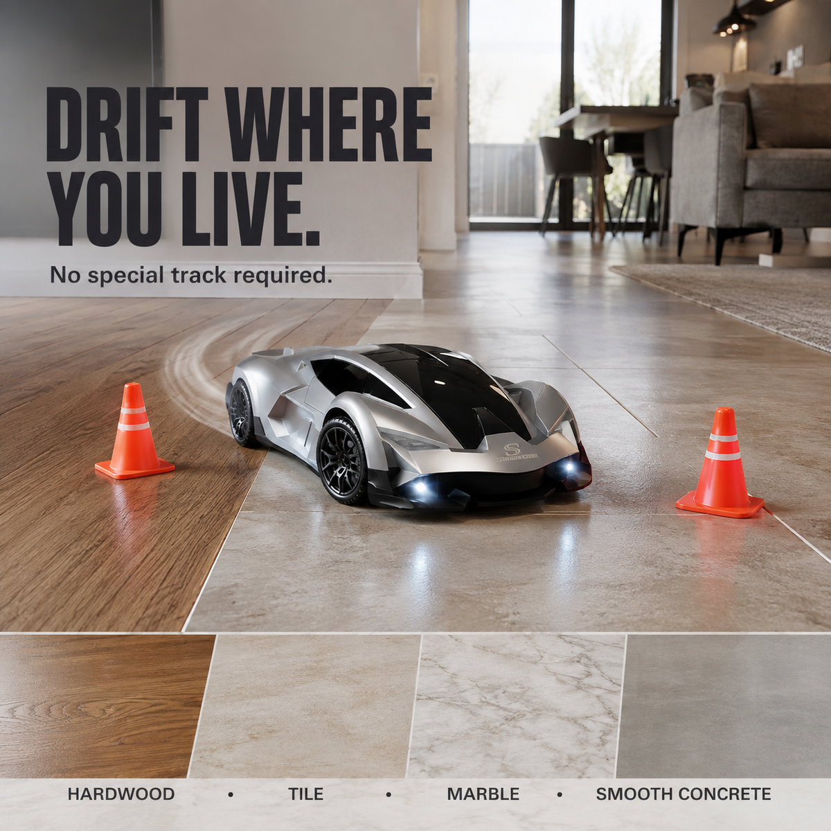 4WD RC Drift Car for Kids – Proportional Control, 3 Speed Modes & Dual Tires