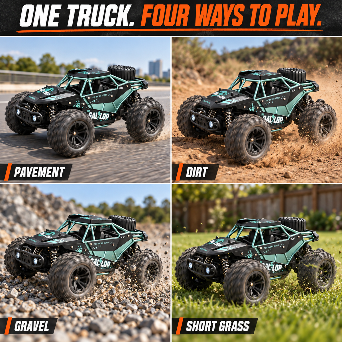1:16 4WD Alloy RC Off-Road Truck for Kids & Adults