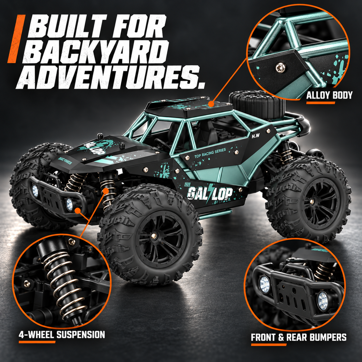 1:16 4WD Alloy RC Off-Road Truck for Kids & Adults