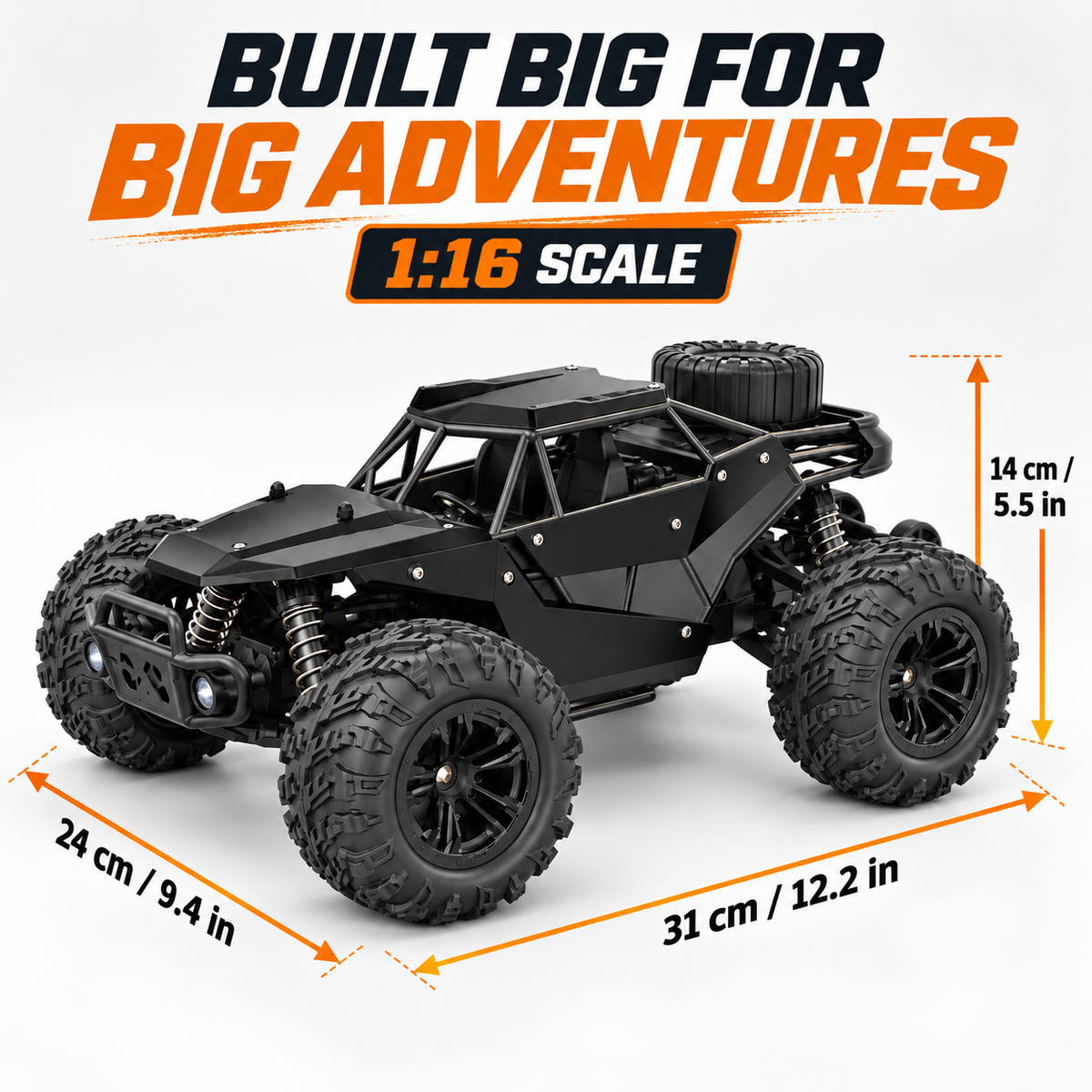 1:16 4WD Alloy RC Off-Road Truck for Kids & Adults