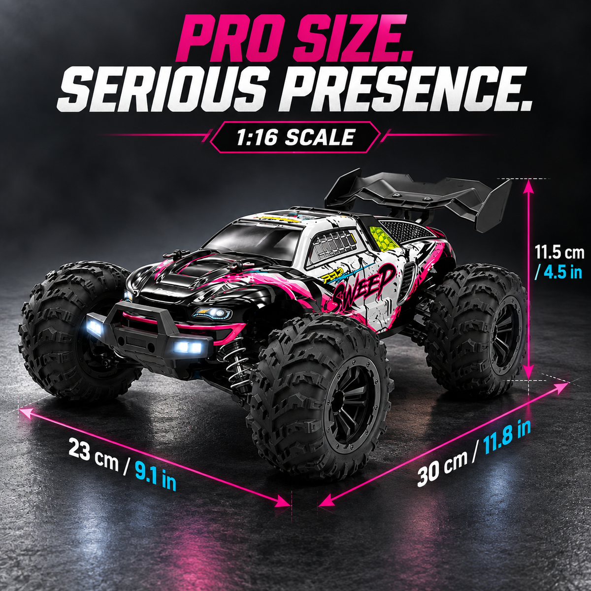 1:16 PRO Brushless 4WD RC Monster Truck – Up to 47 MPH