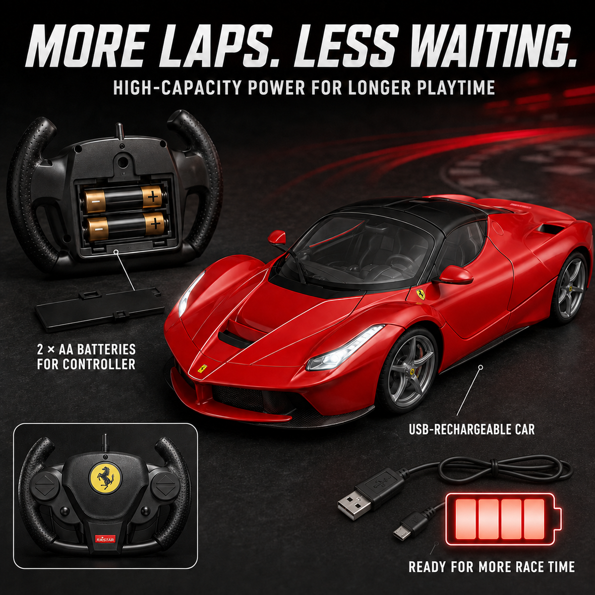 1:14 RC Ferrari Supercar Collection with Lights & Opening Door