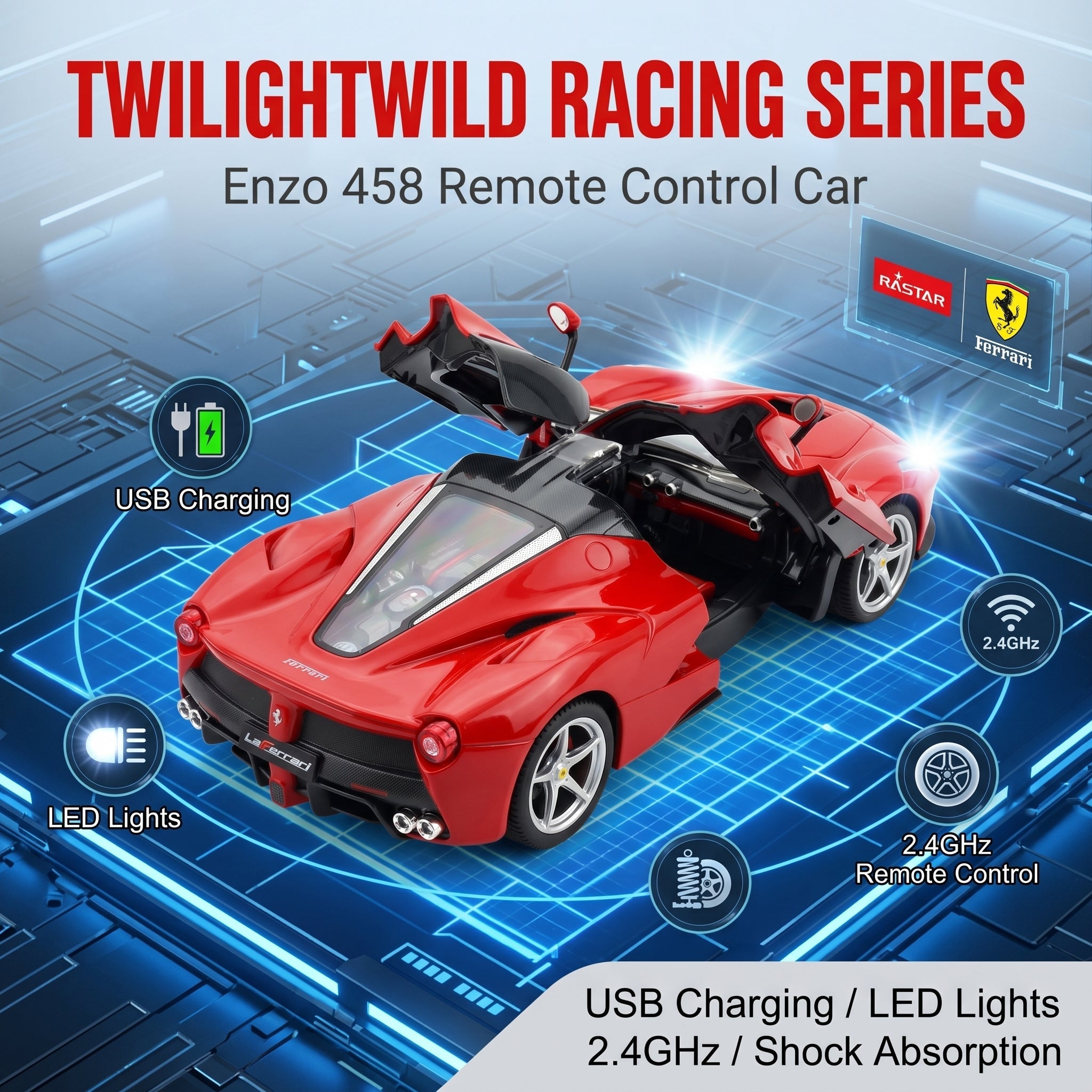 Ferrari 1:14 Enzo 458 RC Car, USB Charging Model Race Car