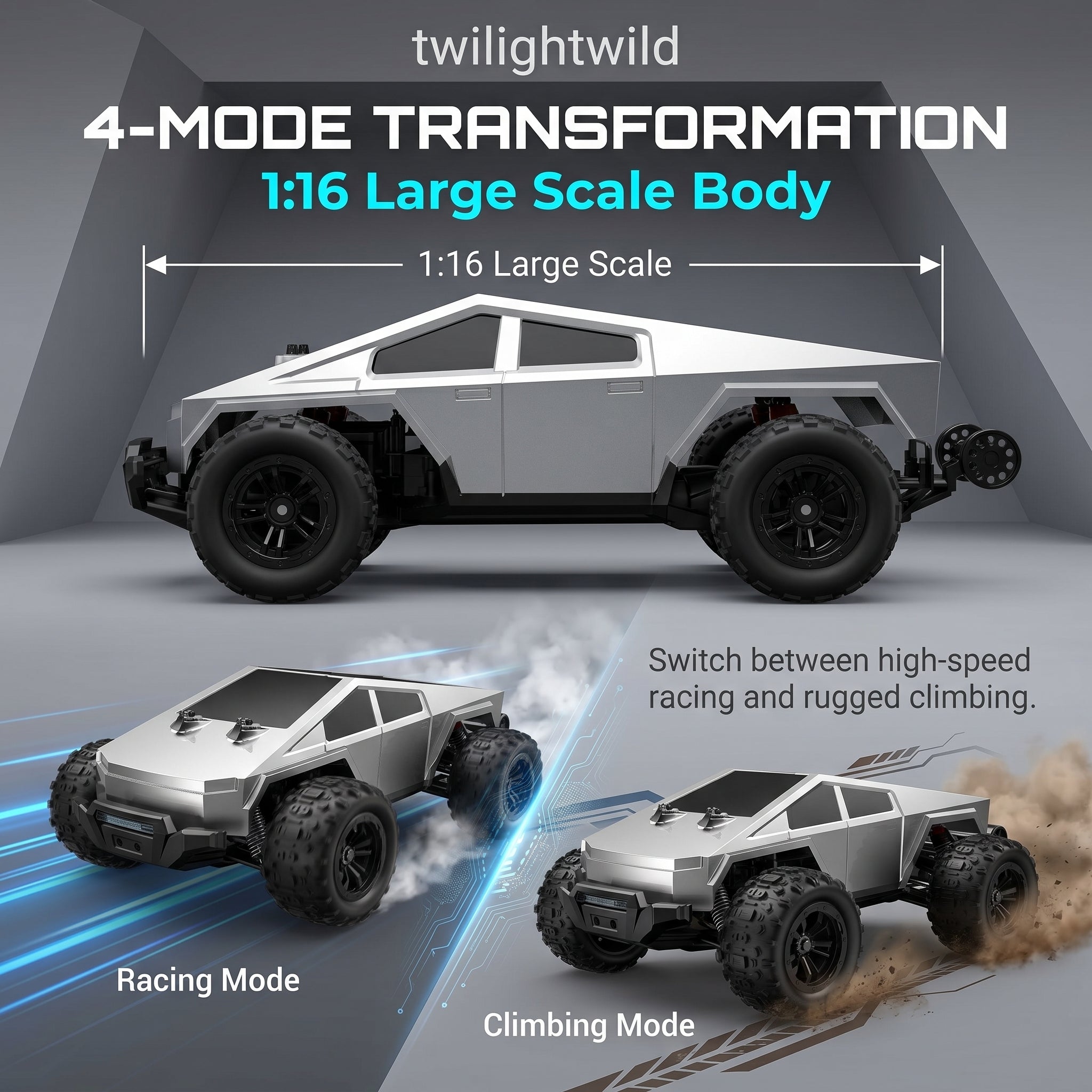 45KM/H High-Speed 4WD RC Off-Road Car – 1:16 All-Terrain Remote Control Truck